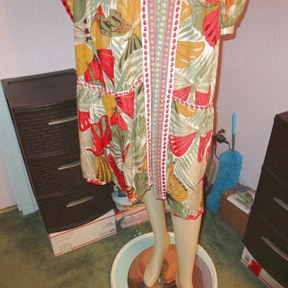 Cato Butterfly Kimono Duster Top Size S Embroidered Gauze Tiered Oversized Boho - Picture 5 of 12